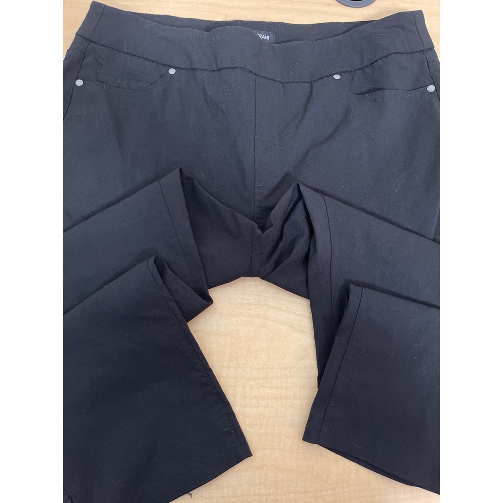 Mario Serrani Italy Black Pull On Stretch Pants Womens Medium 5 Pocket Trousers